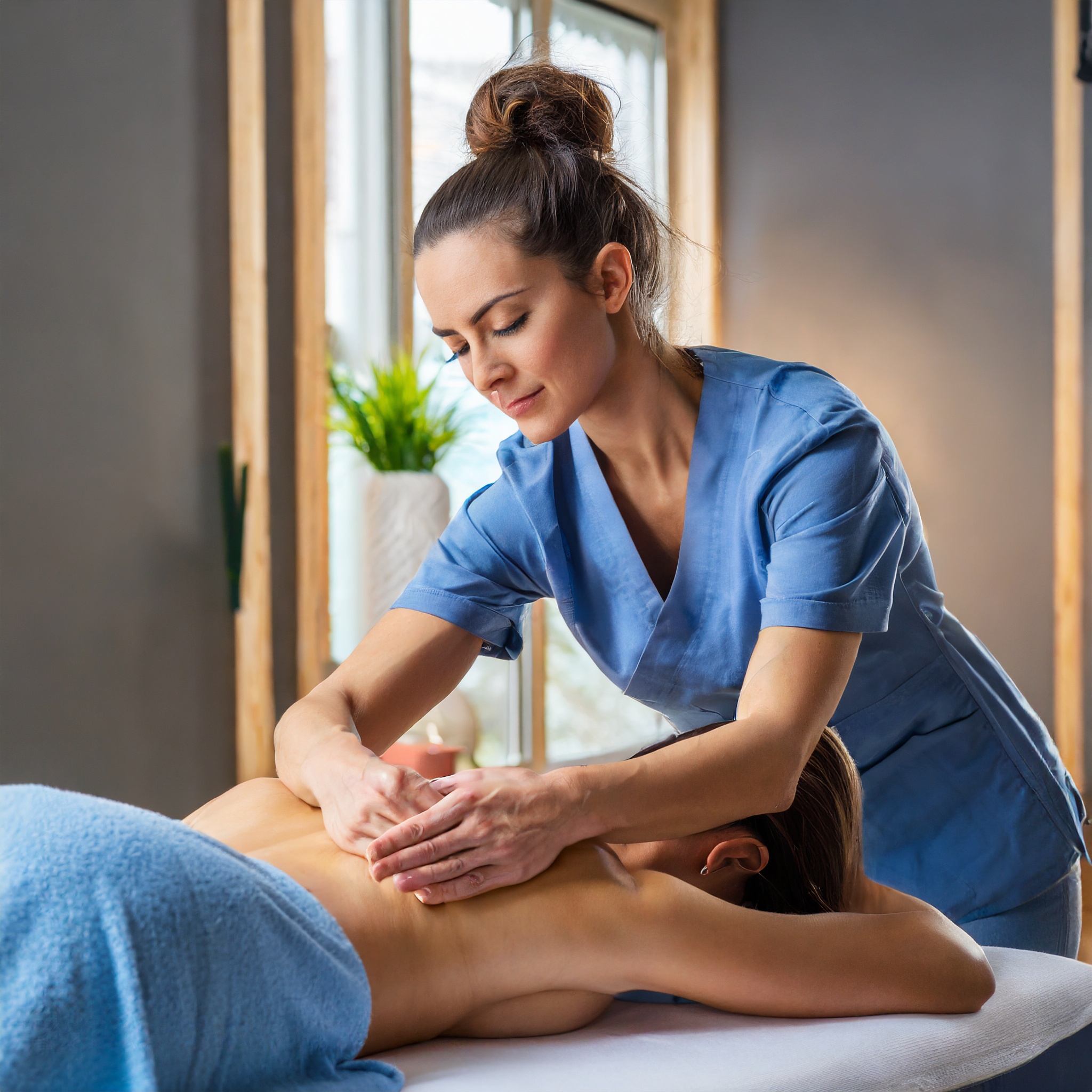  A female masseur giving a Focused Deep Tissue Massage to a female customer