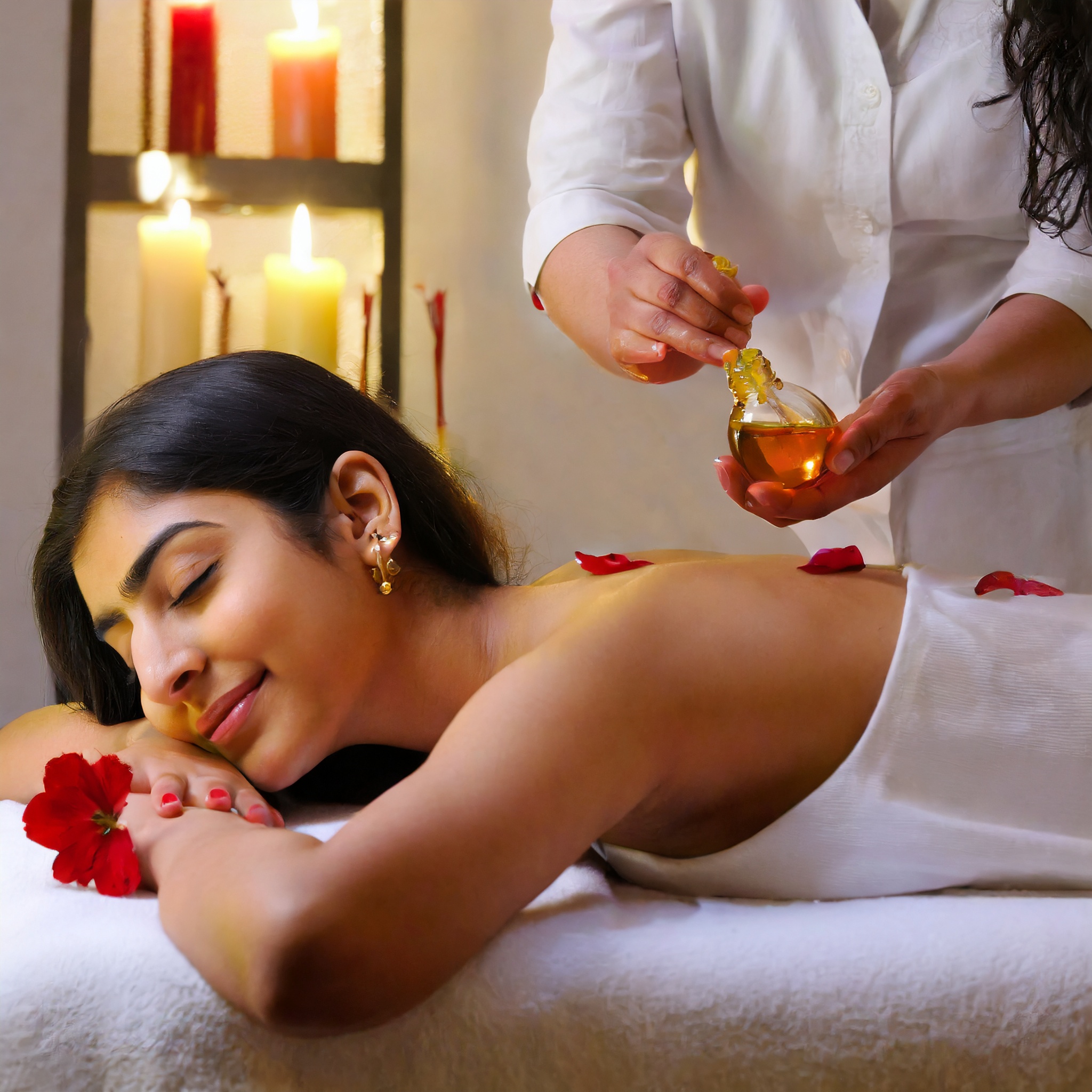Aromatherapy Massage with Essential Oils applied in a customer
